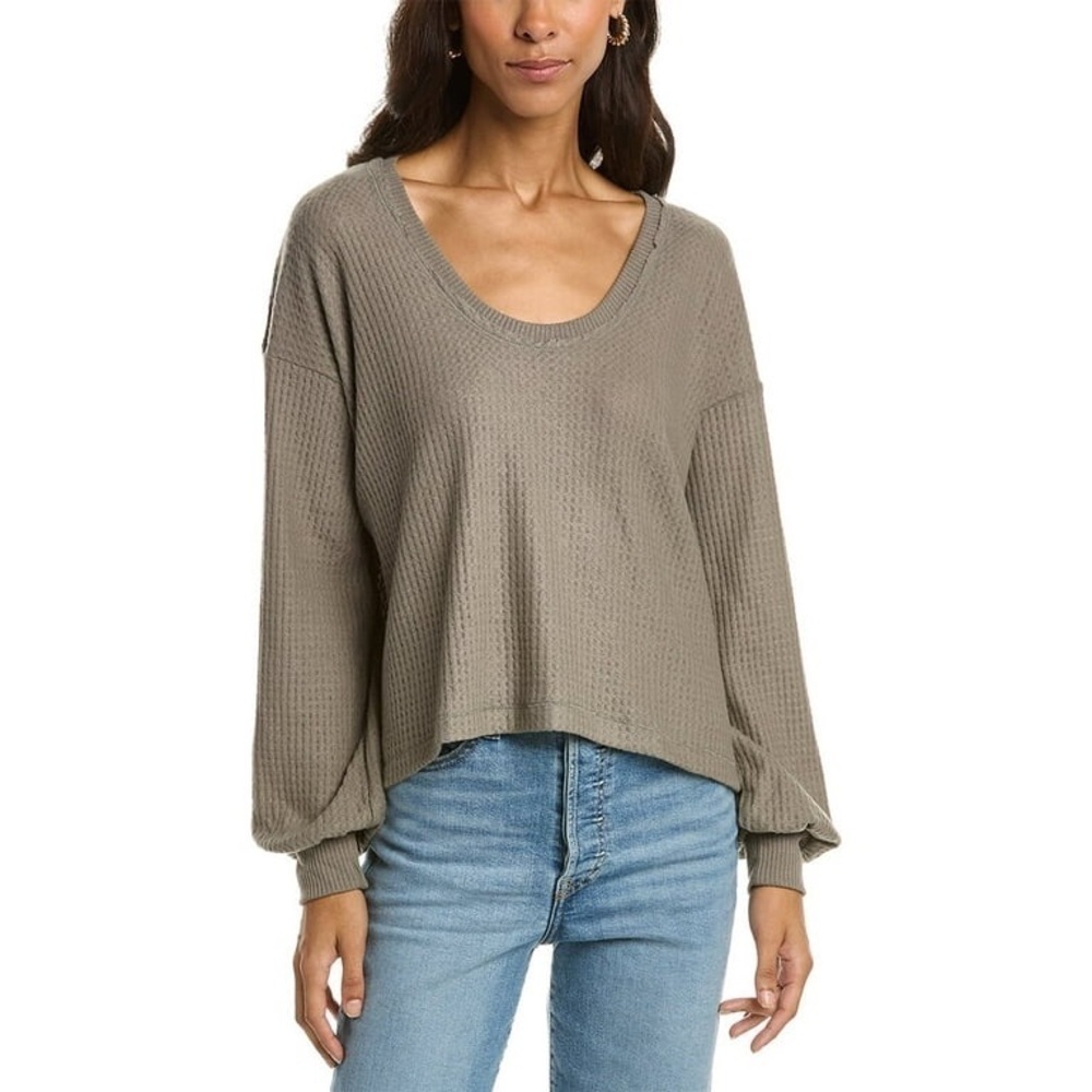 736 - Project Social T Green and Gray Long Sleeve Relaxed Top Size M,L
